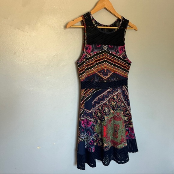 Fire Los Angeles Juniors Navy Blue Lace Sleeveless Skater Dress Size M Medium - Picture 4 of 10